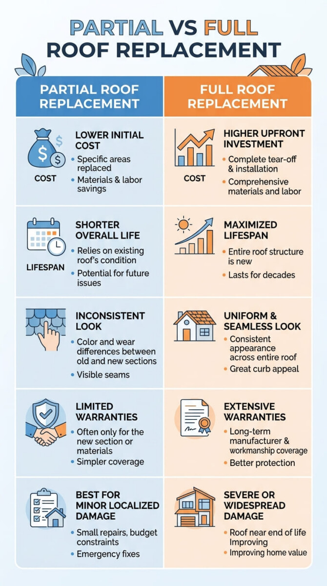 Partial Roof Replacement - When It’s a Smart Choice and When to Avoid It