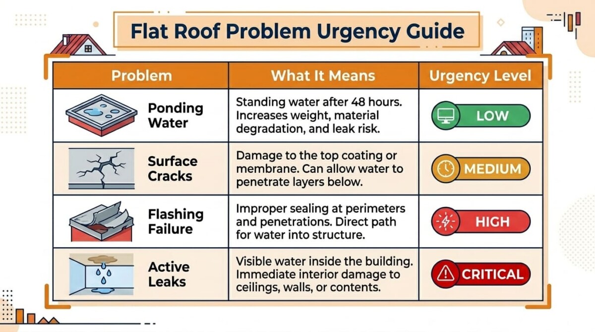 Flat Roof Problems Explained - Common Issues, Signs, and Practical Fixes