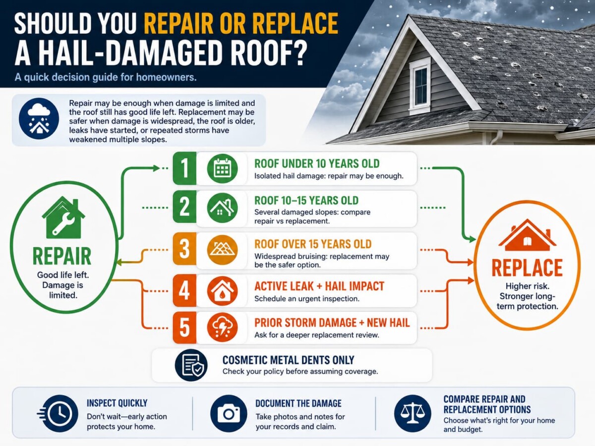 Roof Hail Damage in Indiana - When to Repair and When to Replace