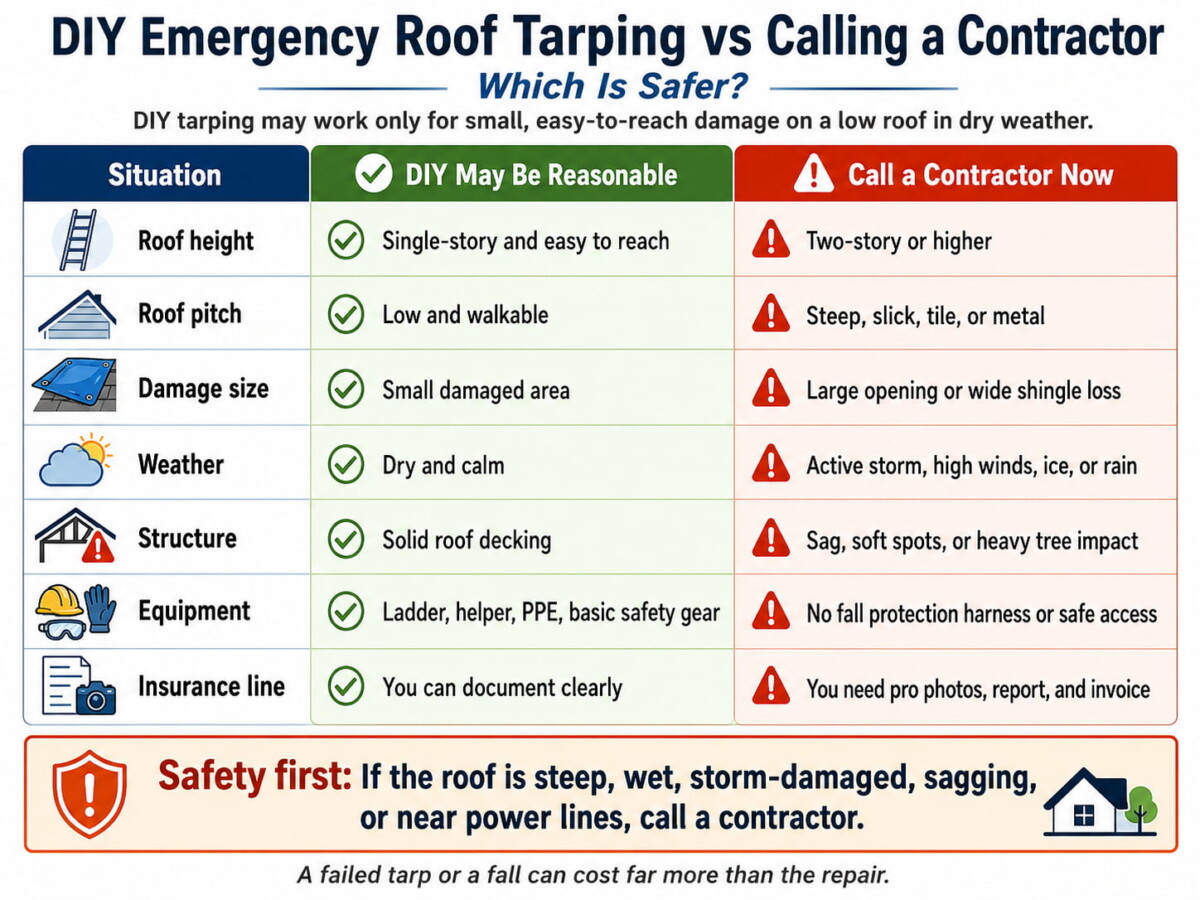 Temporary Roof Tarping - What to Do After Storm Leaks