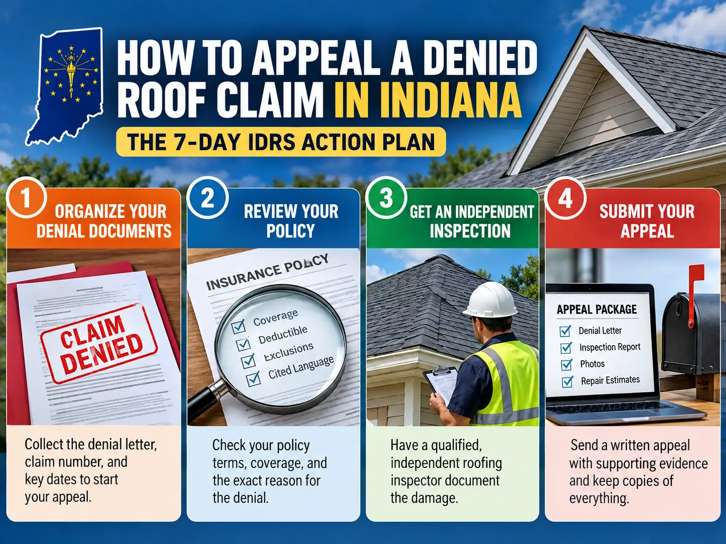 How to Appeal a Denied Roof Claim in Indiana: The 7-Day IDRS Action Plan